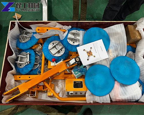 glass lifter machine displayed in the shipping box