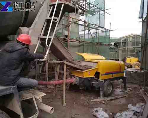 concrete pump in narrow space