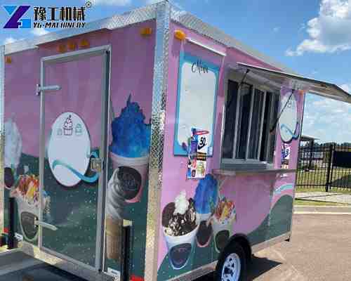 small ice cream van in garden