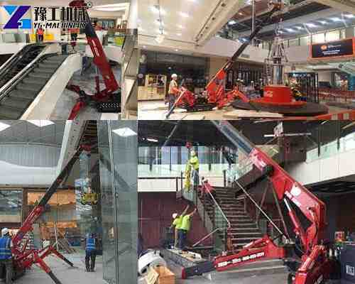 spider crawler crane in narrow space