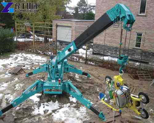 tracked mini crane in construction site