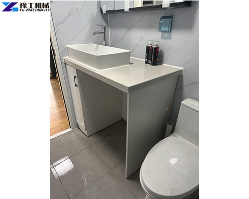 Compact bathroom layout in modular container house