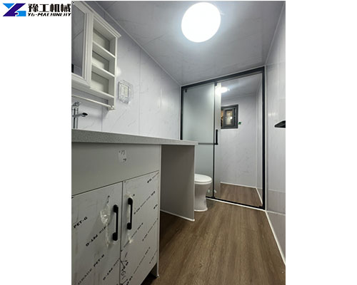 Modular toilet and wash basin in modular container house bathroom