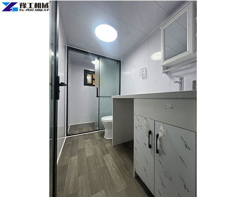 Prefabricated bathroom unit with shower cabin in prefab container house
