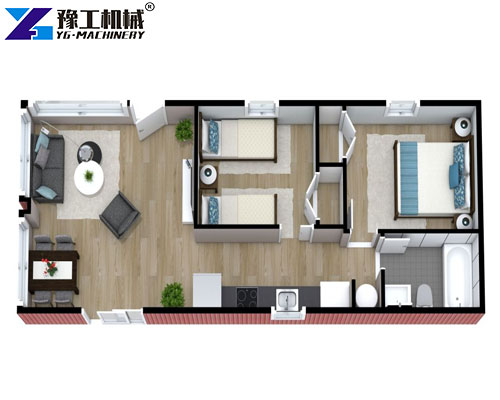 container home interior layout and furniture