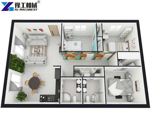 interior floor plan of 3 bed 2 bath container home