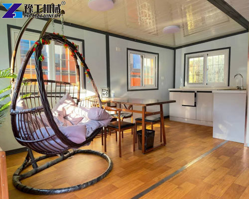 modern decorated living room in container house