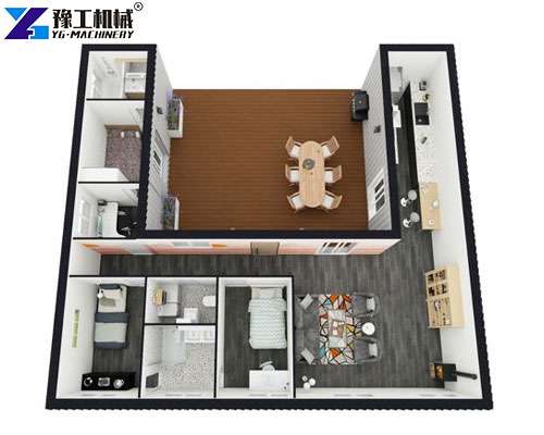 practical layout design for 3 bed 2 bath container home