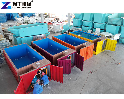 shipping container pools of various colors