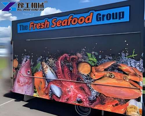 custom seafood concession trailer with fryers and grills