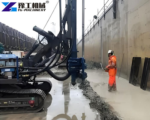 jet grouting machine operating in foundation site