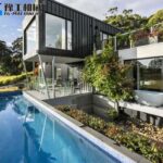shipping container farm house with swimming pool