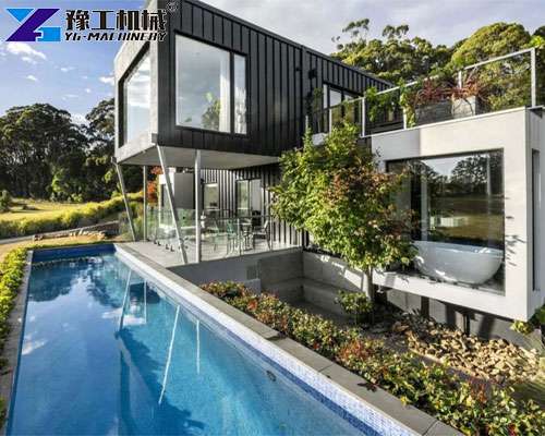 shipping container farm house with swimming pool