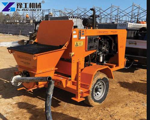 concrete pump trailer in contruction site