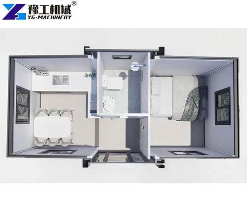 interior of functional layout inside 10ft folding container home