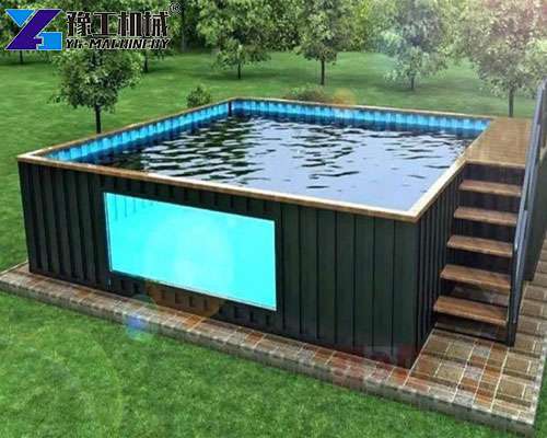glass window design of shipping container swimming pool