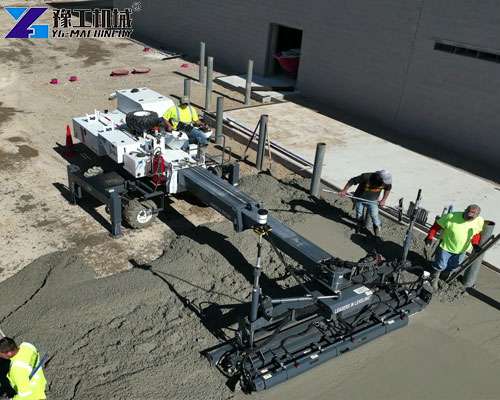 laser screed machine in construction site