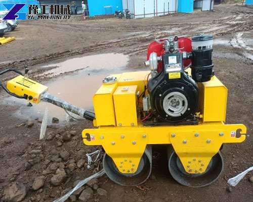 small road roller in contruction site
