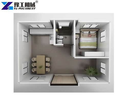 Interior structure of a one bedroom container home