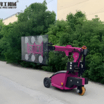 glass robot vacuum lifter handling large glass panels on construction site