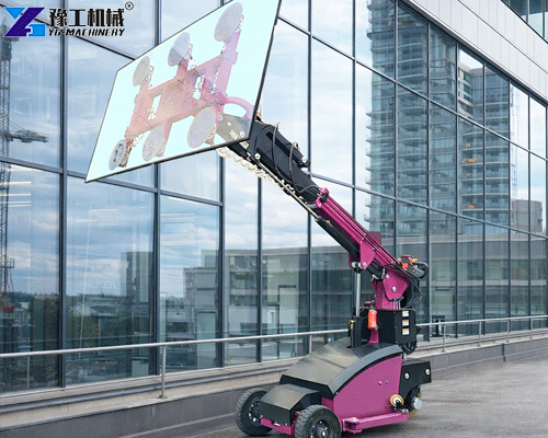 glass robot vacuum lifter handling large glass panels on construction sites