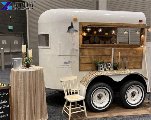 mobile bar horse trailer converted into bar service unit