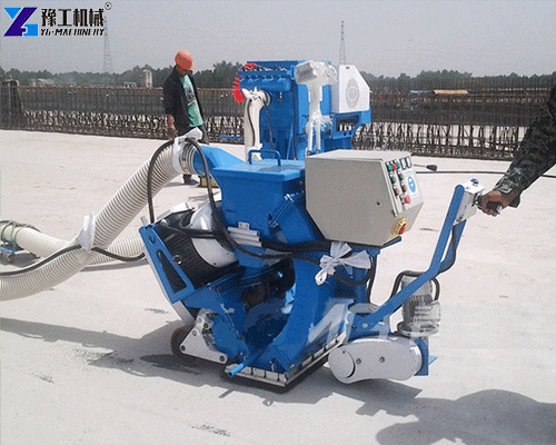 floor shot blaster preparing parking lot surface