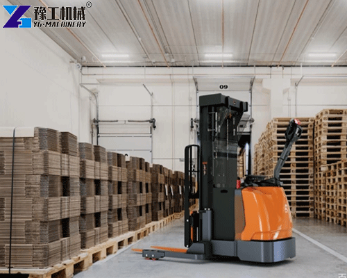 walk behind stacker maneuvering in narrow space