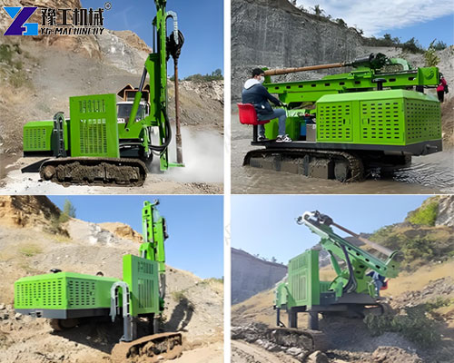 hydraulic post driver for solar with adjustable outriggers on uneven terrain