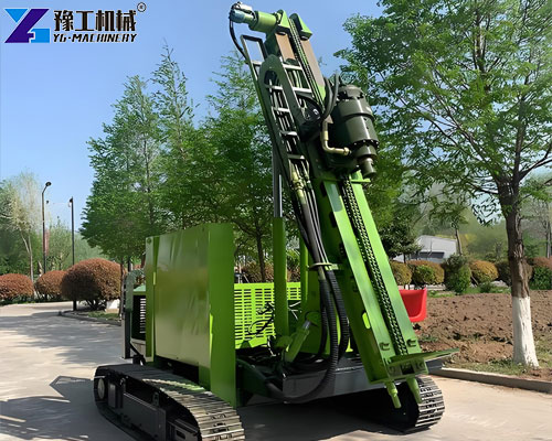 solar foundation machine with hydraulic hammer pile ramming
