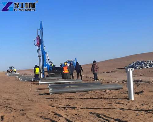 solar mounting pile driver installing photovoltaic support structures