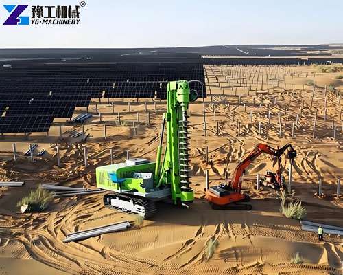 solar pile driver for slope working on a Saudi Arabia solar farm