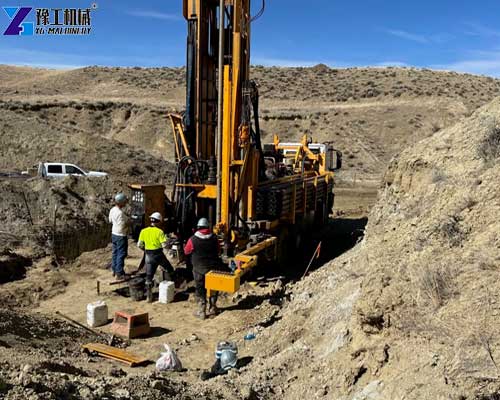 RC drilling machine collecting rock samples during lithium exploration