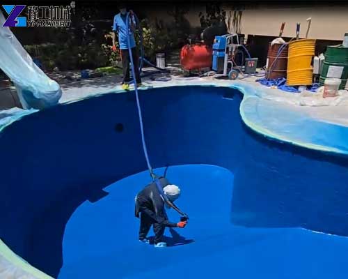 Polyurea coating applied to a concrete pool bottom in Chile