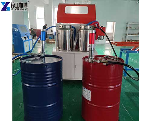 Polyurethane foam spraying equipment with A and B material system