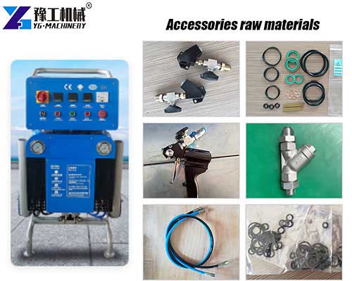 Polyurethane spray machine accessories and components