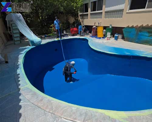 Polyurea spray coating for pool waterproofing