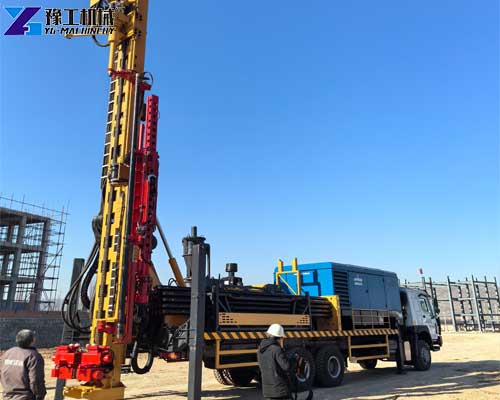 Truck mounted drilling rig operating at a mining site