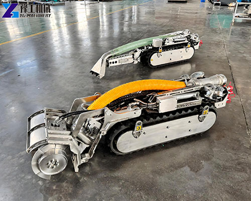 Confined space sludge cleaning robot for restricted-access sludge removal